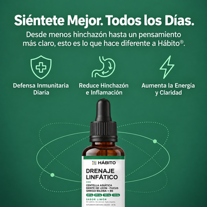 Drenaje Linfatico | Reduce la hinchazón de rostro, abdomen y piernas | 30 ml | HÁBITO