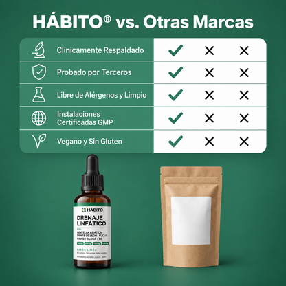 Drenaje Linfatico | Reduce la hinchazón de rostro, abdomen y piernas | 30 ml | HÁBITO