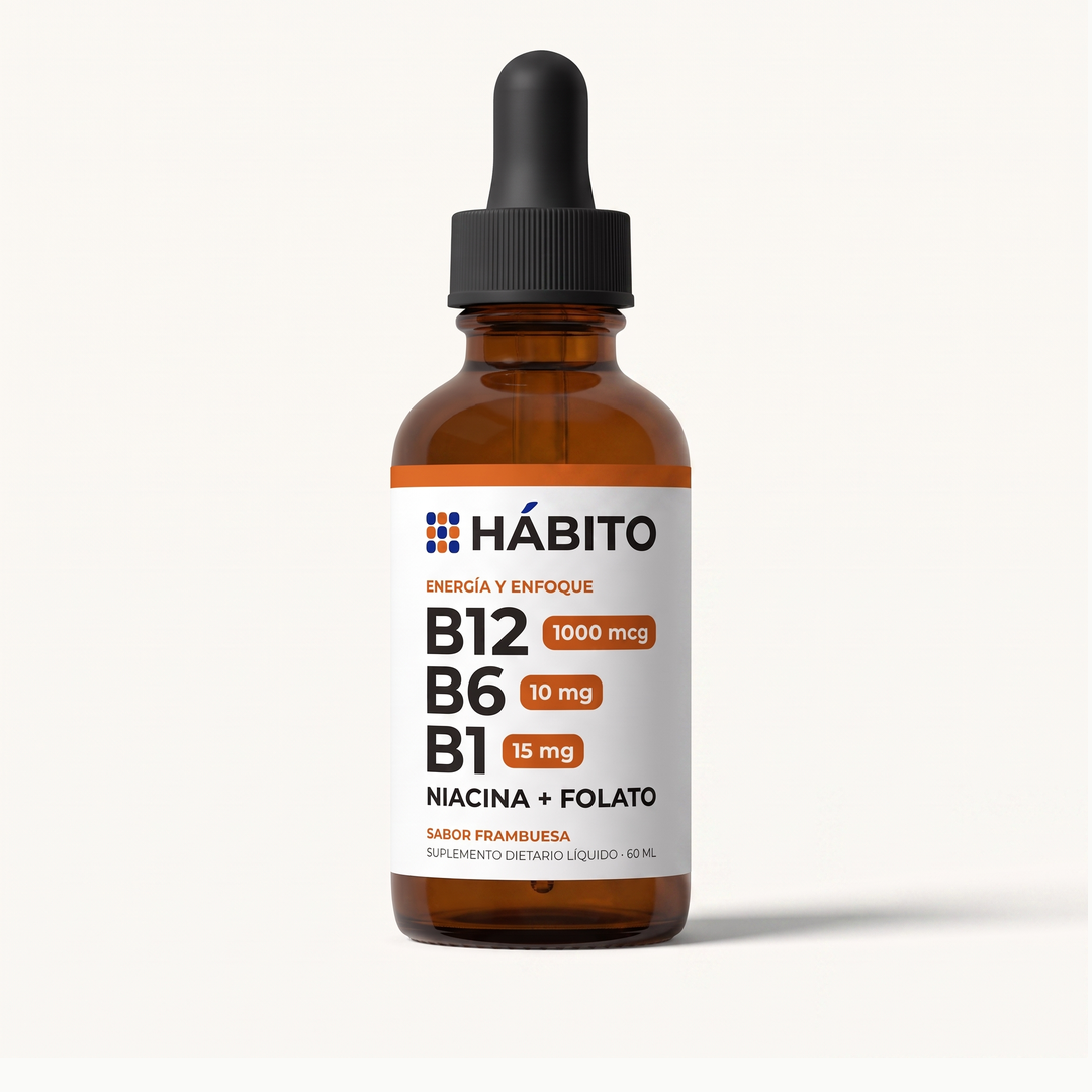 Fórmula B de Hábito, gotero ámbar de 60 ml, complejo B12 B6 B1 sublingual